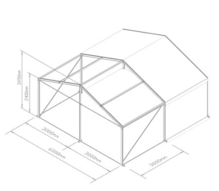 9m Wide x 21m Long Clearspan Marquee ( Frame and Roof )