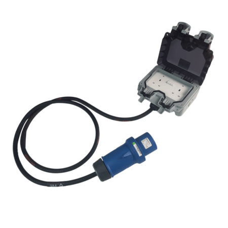 16A Plug to Twin 13A Socket -  IP66 Waterproof